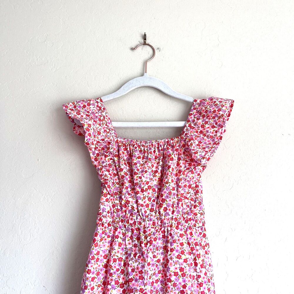 Tea Collection Girls Size 5 Plaid Jumpsuit Romper Pink White Ruffle Tie Waist - Picture 3 of 7